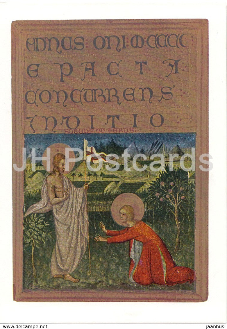 painting by Pellegrino di Mariano - Noli me tangere - Italian art - Germany DDR - unused - JH Postcards