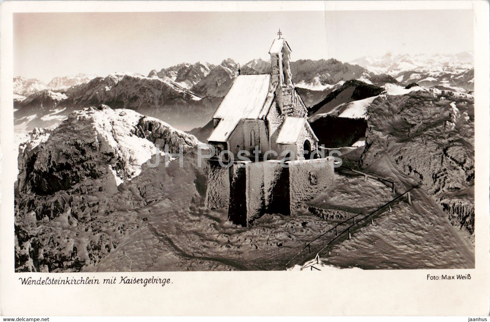 Wendelsteinkirchlein mit Kaisergebirge - church - old postcard - 1951 - Germany - used - JH Postcards