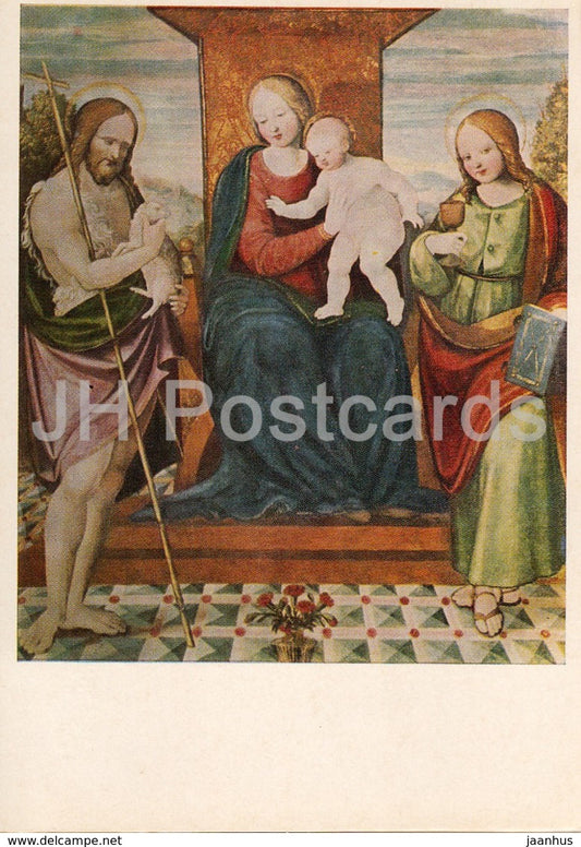 painting by Jean-Antoine Houdon - Madonna with Saints - Italian art - 1974 - Russia USSR - unused