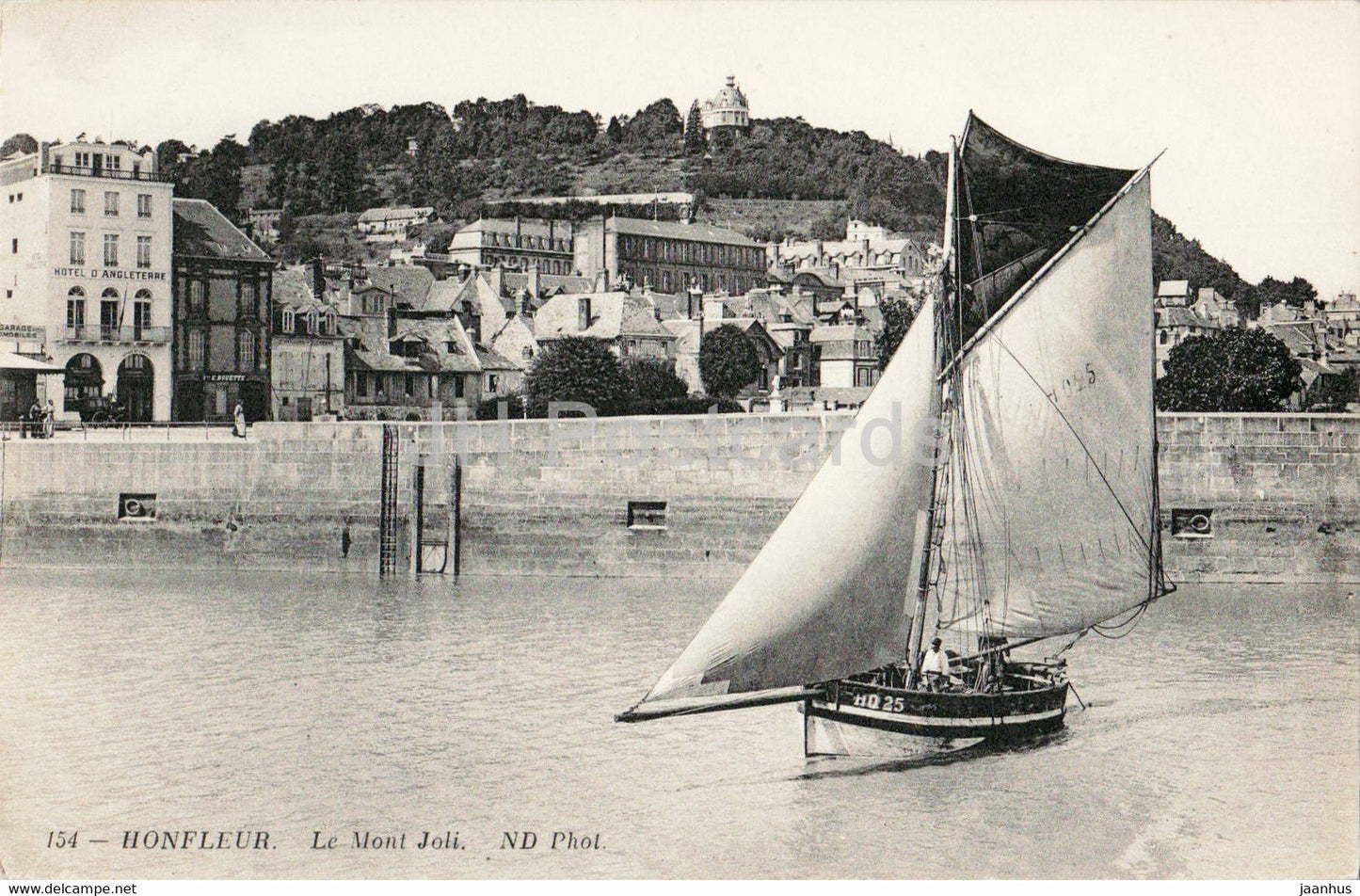 Honfleur - Le Mont Joli - sailing boat - 154 - old postcard - France - unused - JH Postcards