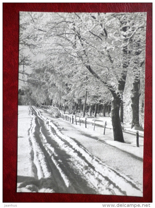 New Year Greeting card - winter road - 1969 - Estonia USSR - used - JH Postcards