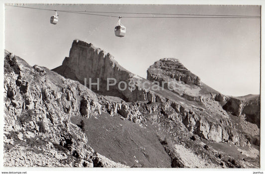 Teleferique Leysin-Berneuse 2048 m avec les Tours d'Ai et de Mayen - cable car - 768 - Switzerland - 1958 - used - JH Postcards