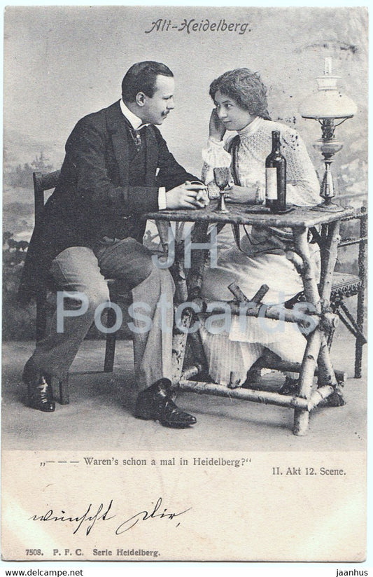 Alt Heidelberg - Waren's schon mal in Heidelberg - couple - woman and man - 7508 - old postcard - Germany - used - JH Postcards