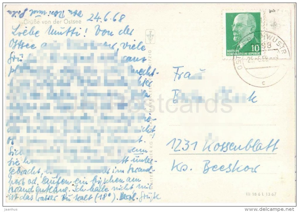 Grüsse von der Ostsee - Baltic Sea - Germany - 1968 gelaufen - JH Postcards