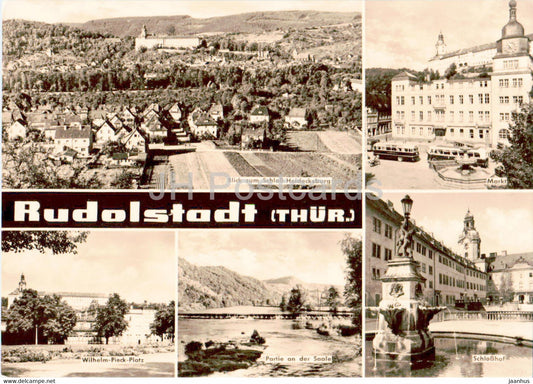 Rudolstadt - Thur - Schloss Heidecksburg - Markt - Schlosshof - bus - old postcard - Germany DDR - unused - JH Postcards