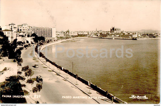 Palma Mallorca - Paseo Maritimo Hacia Palma - 839 - old postcard - 1957 - Spain - used - JH Postcards