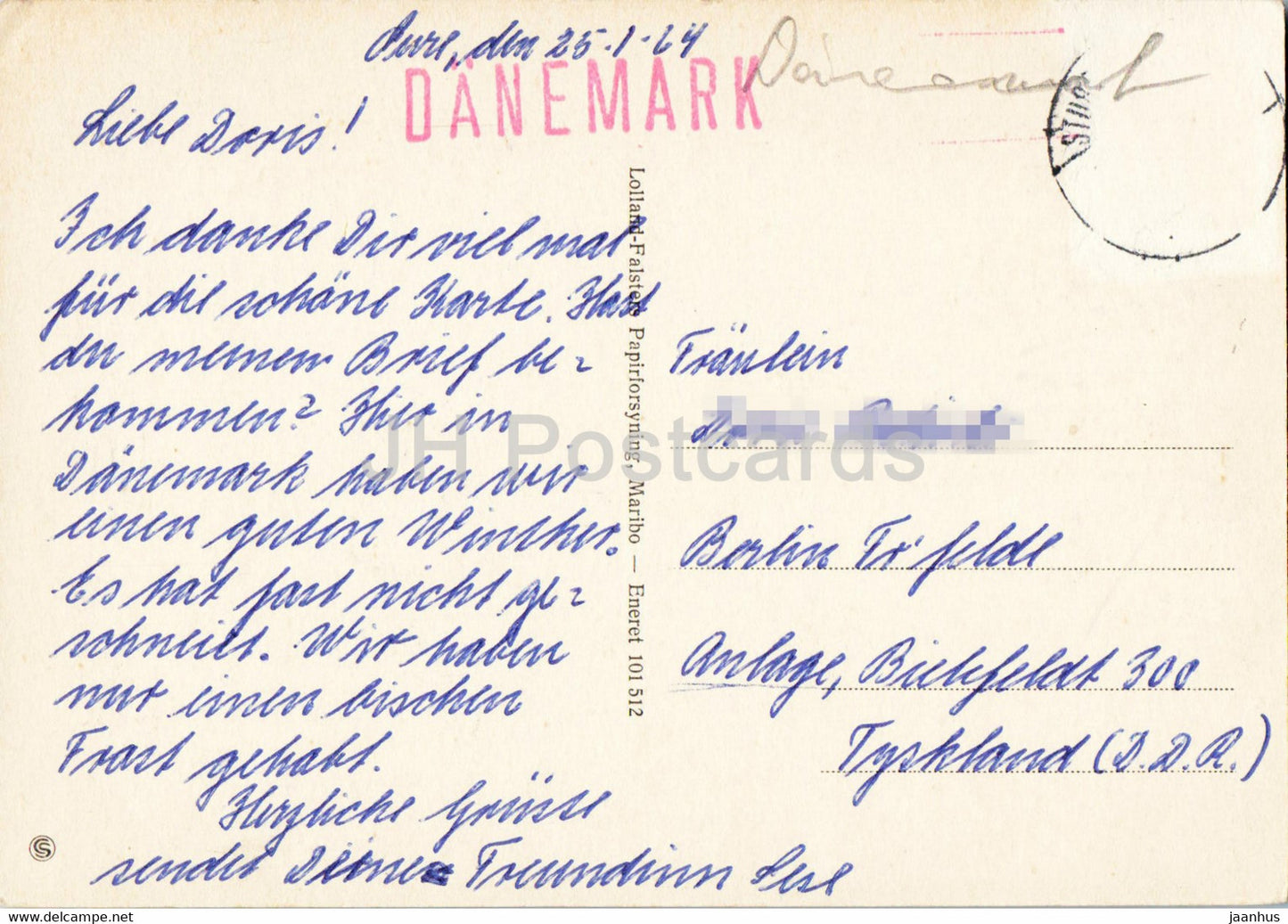 Rodby Havn - plage - carte postale ancienne - 1964 - Danemark - utilisé