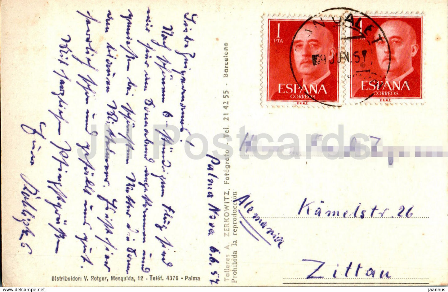 Palma Majorque - Paseo Maritimo Hacia Palma - 839 - carte postale ancienne - 1957 - Espagne - utilisé