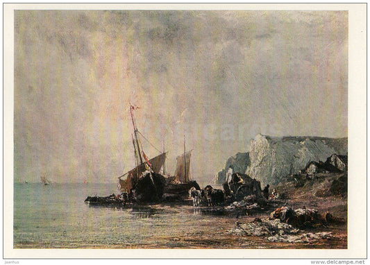 painting by Richard Bonington - Boats at the Shore , 1824 - Engish Art - 1970 - Russia USSR - unused - JH Postcards