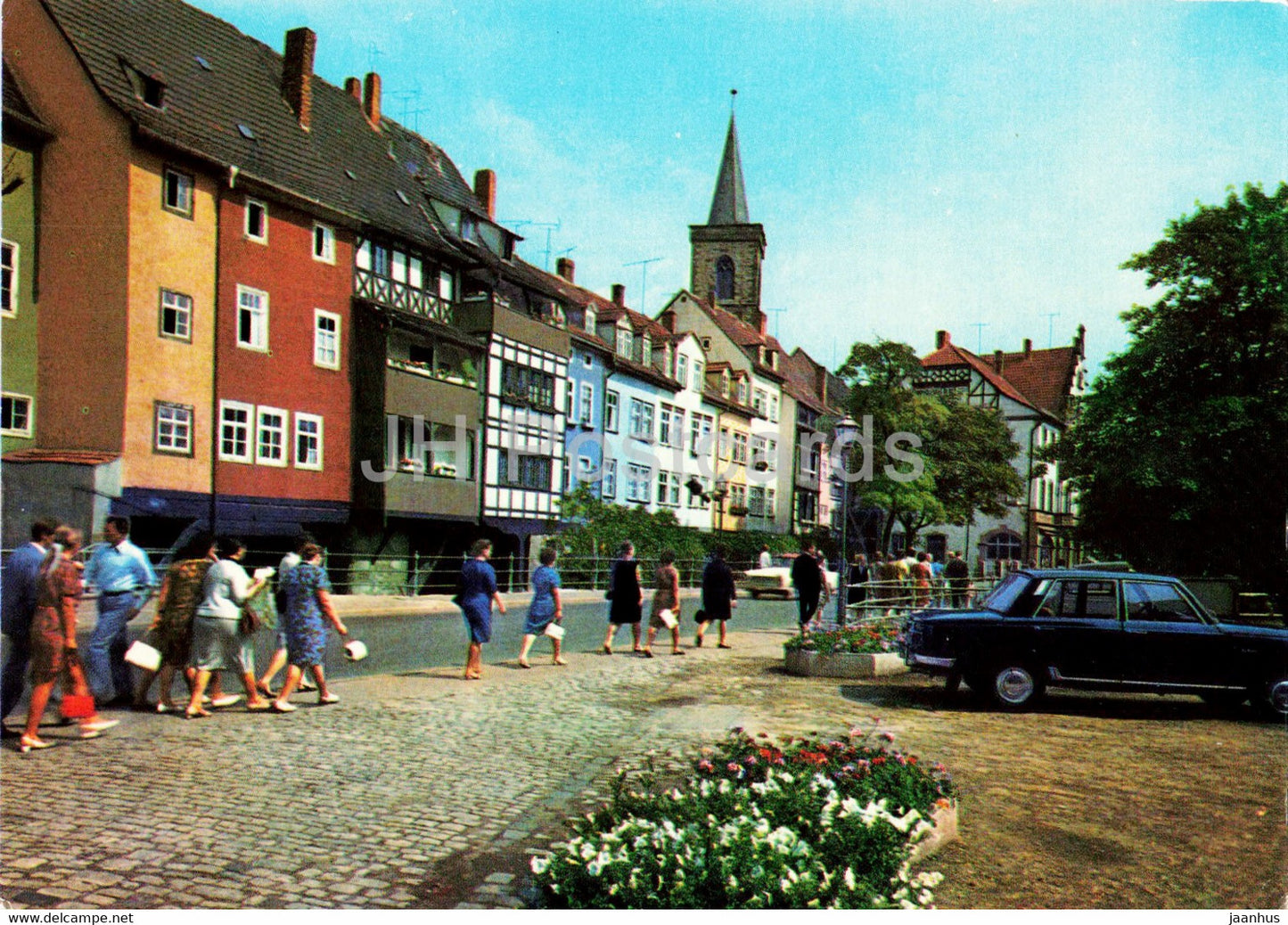 Erfurt - Hauser der Kramerbrucke - car - Germany DDR - unused - JH Postcards