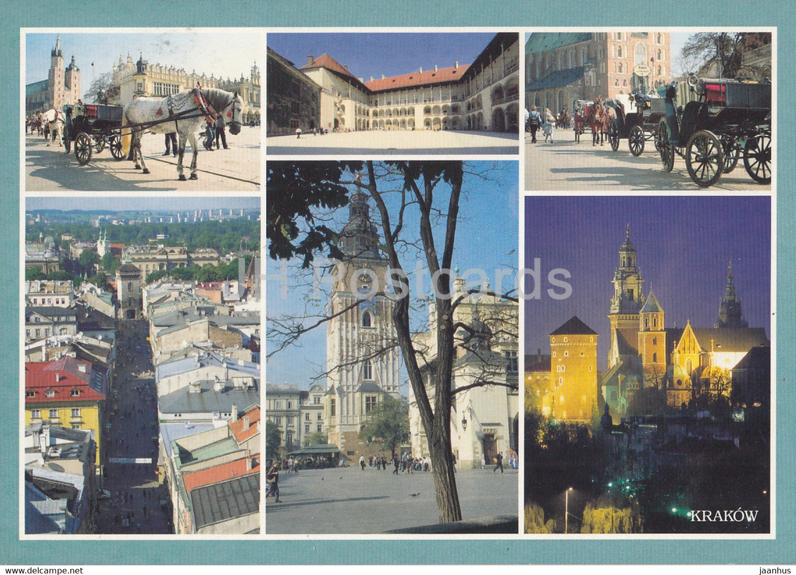 Krakow - city view - horse - multiview - 2002 - Poland - used - JH Postcards