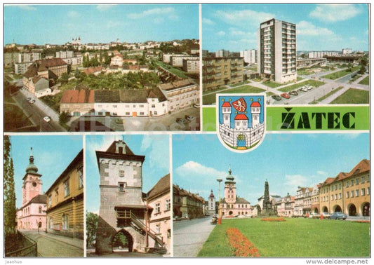 Zatec - new construction - Town Hall - Great October Socialist Revolution square - Czechoslovakia - Czech - used 1980 - JH Postcards