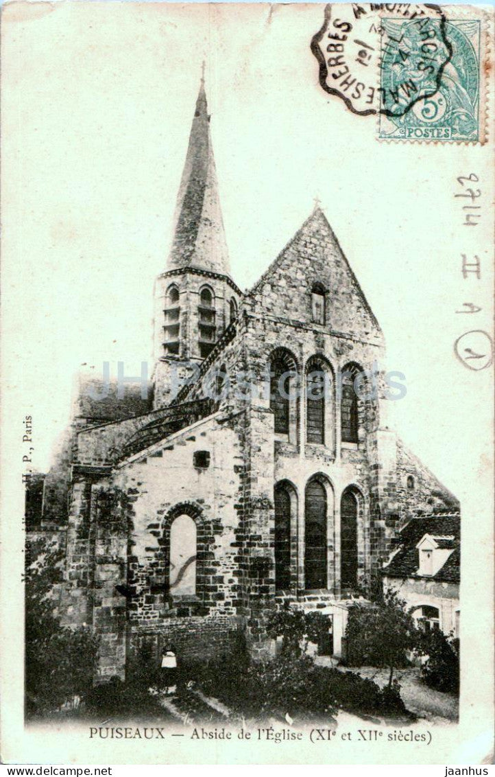 Puiseaux - Abside de l'Eglise - church - old postcard - 1904 - France - used - JH Postcards