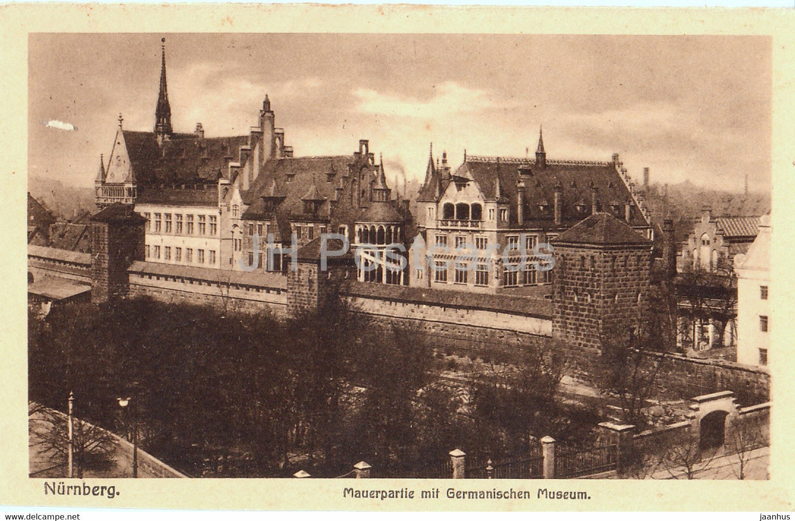 Nurnberg - Mauerpartie mit Germanischen Museum - Nuremberg - 84 - old postcard - Germany - unused - JH Postcards