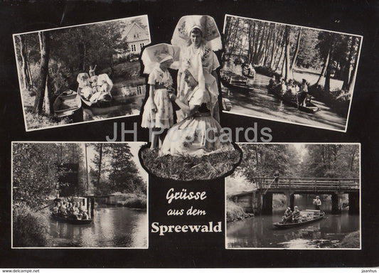 Grusse aus dem Spreewald - boat - folk costumes - 1967 - Germany DDR - used - JH Postcards