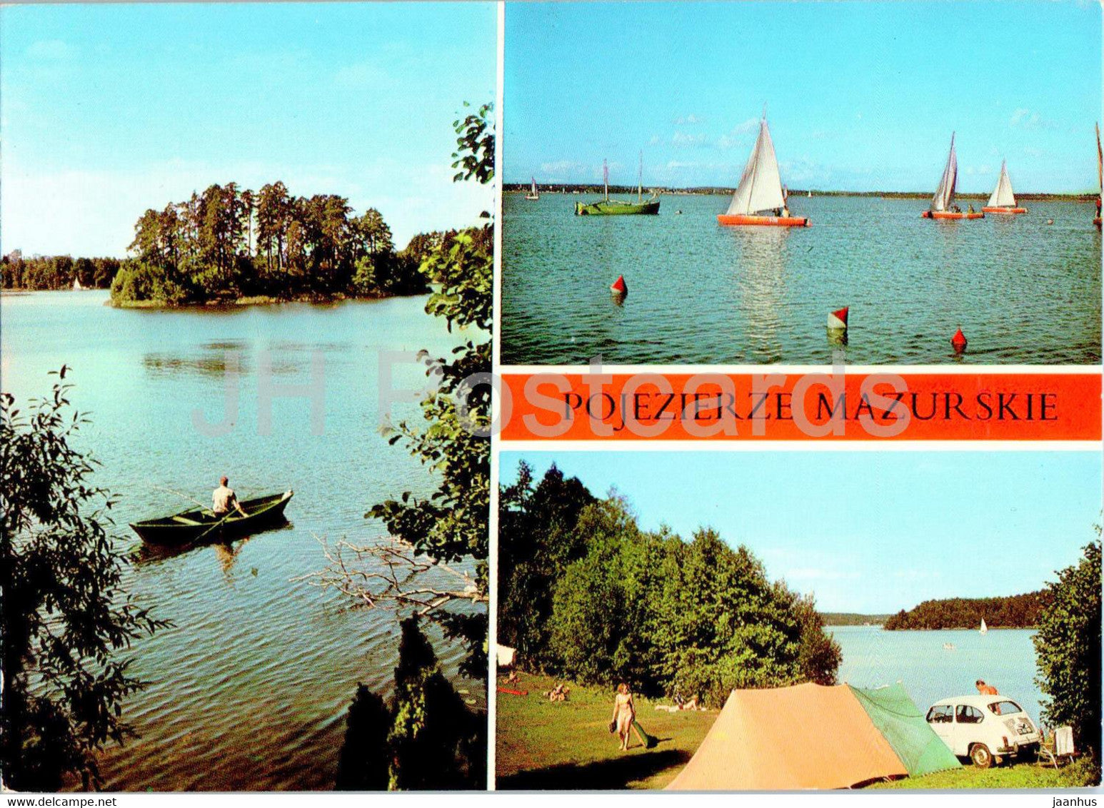 Pojezierze Mazurskie - Jeziora Nidzkie Niegocin Beldany - boat - multiview - Poland - unused - JH Postcards