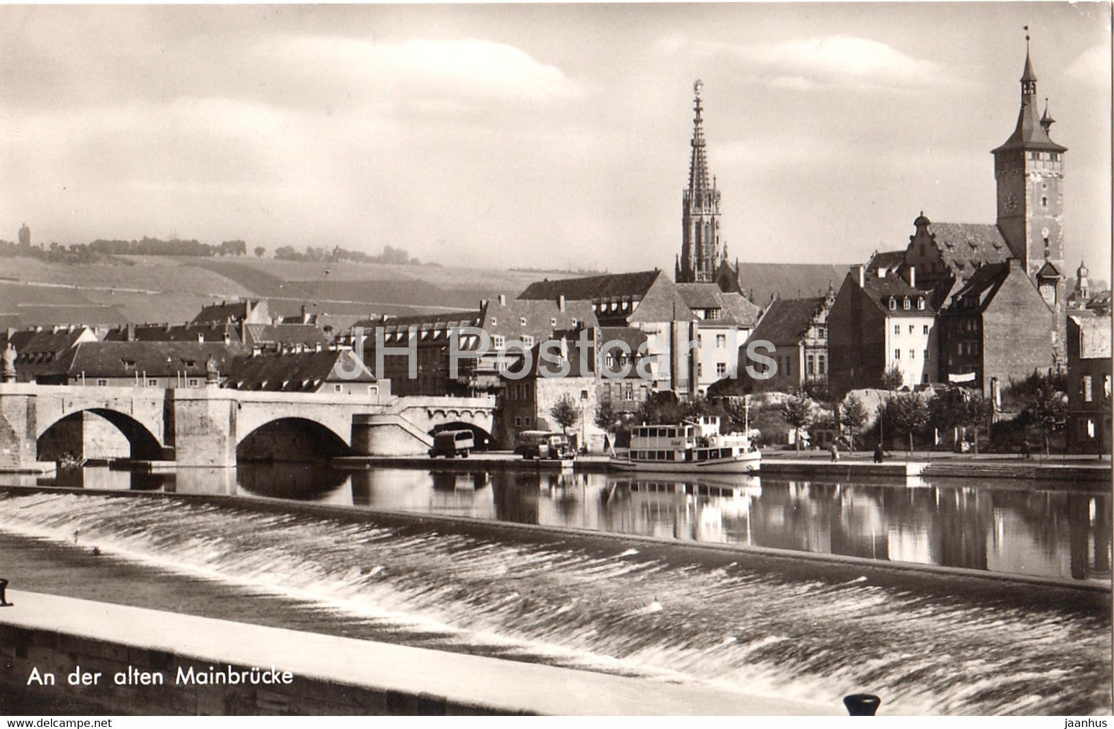 Wurzburg - An der alten Mainbrucke - boat - Germany - used - JH Postcards