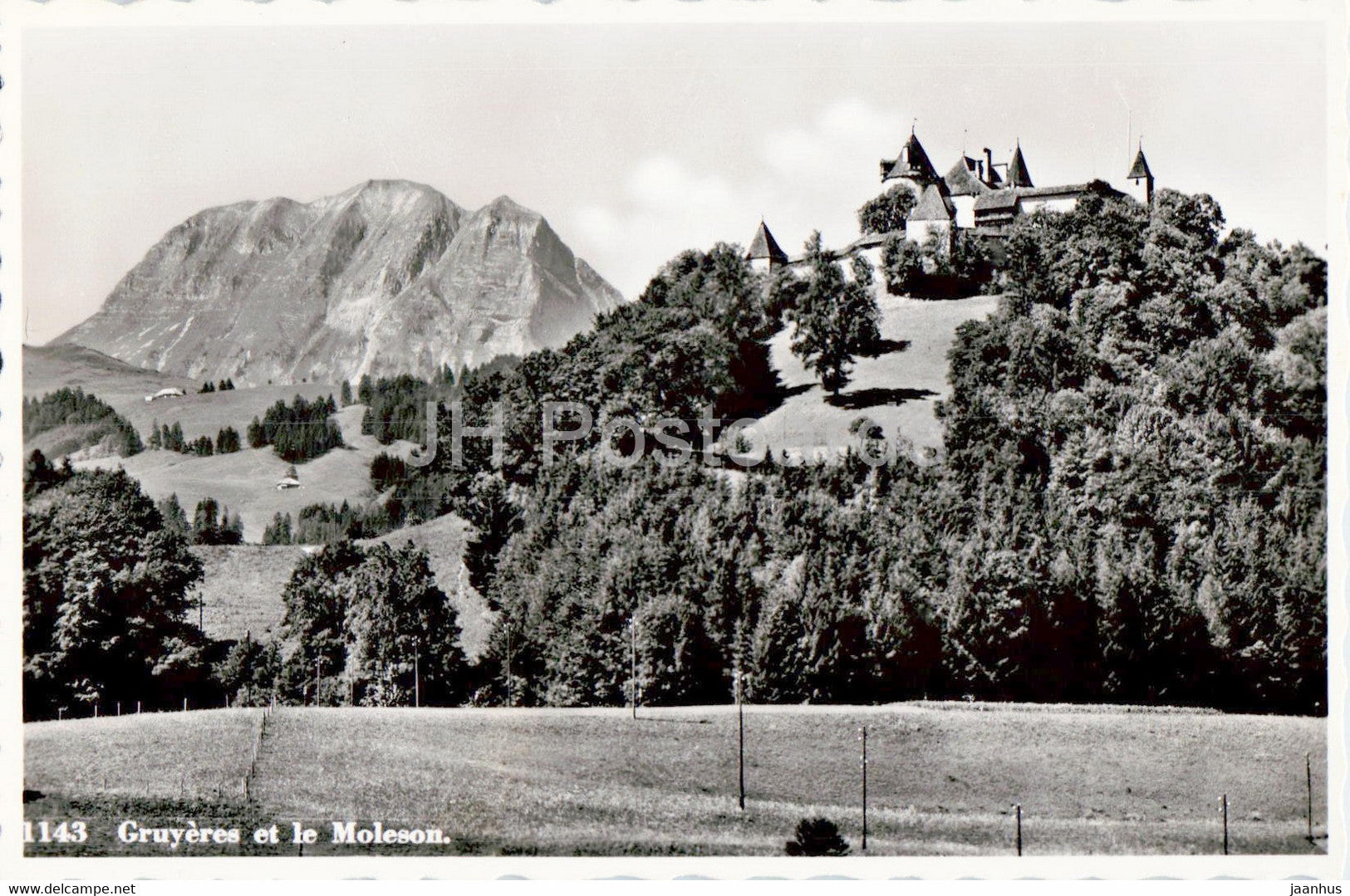 Gruyeres et le Moleson - 1143 - old postcard - 1946 - Switzerland - used - JH Postcards