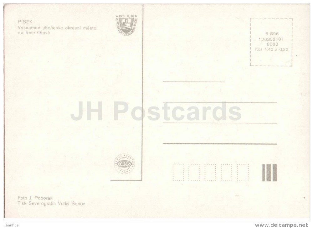 Pisek - architecture - Czechoslovakia - Czech - unused - JH Postcards