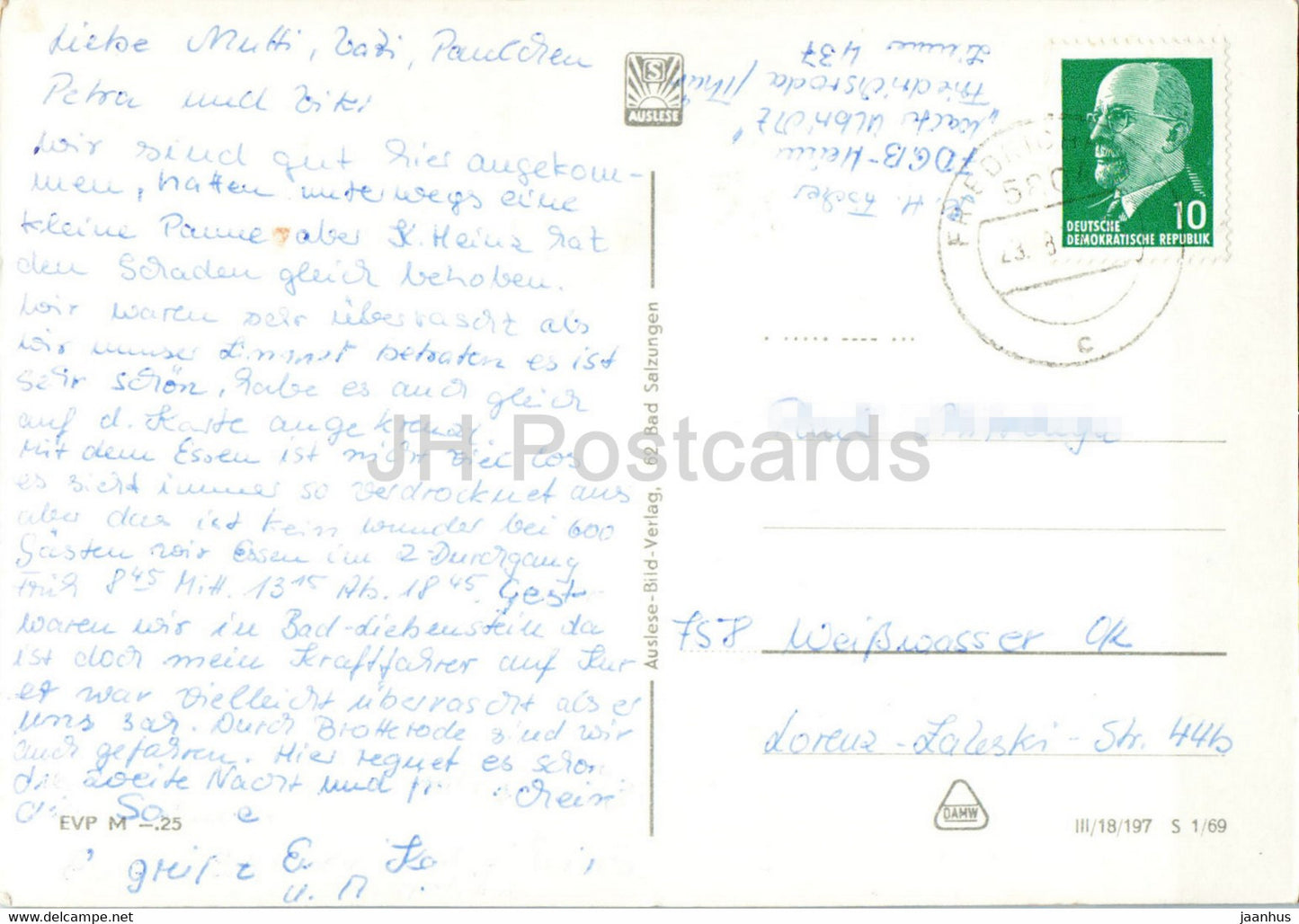 Friedrichroda - Thur - FDGB Heim Hermann Danz - Walter Ulbricht - Marienquelle - carte postale ancienne - Allemagne DDR - utilisé