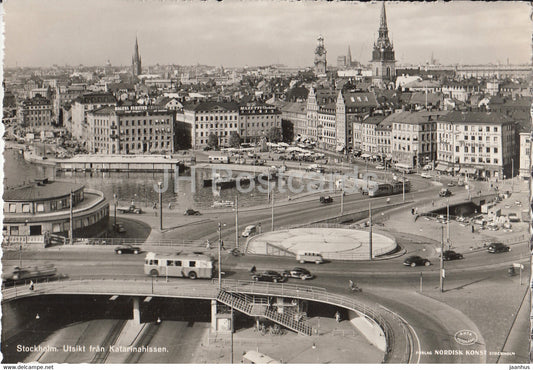 Stockholm - Utsikt fran Katarinahissen - bus - tram - Sweden - unused - JH Postcards