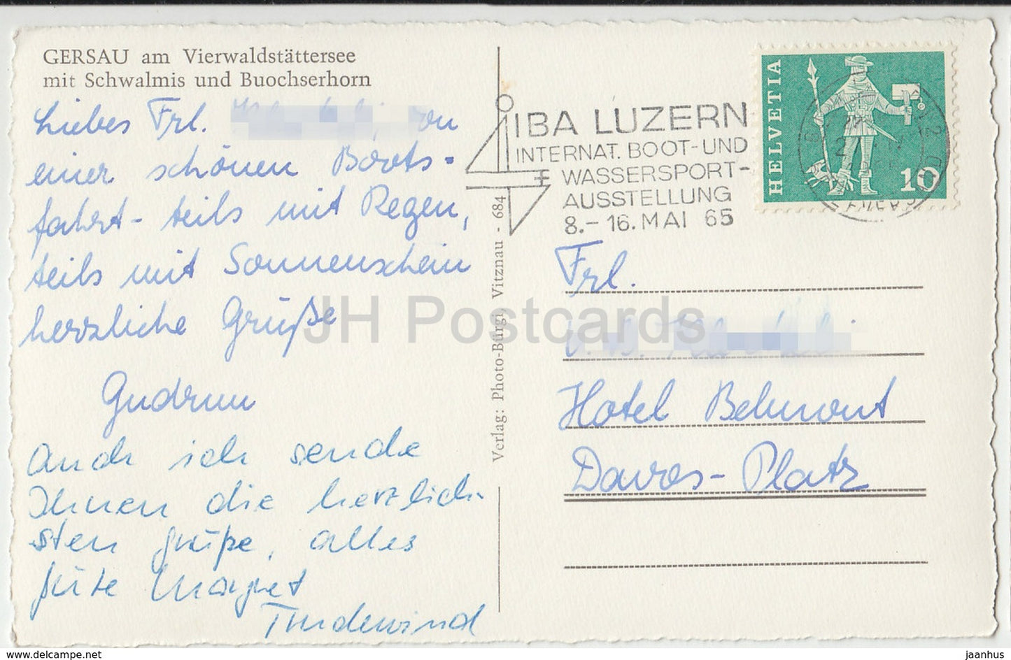 Kurort Gersau - Gersau am Vierwaldstattersee mit Schwalmis und Buochsernhorn - 684 - Switzerland - 1965 - used