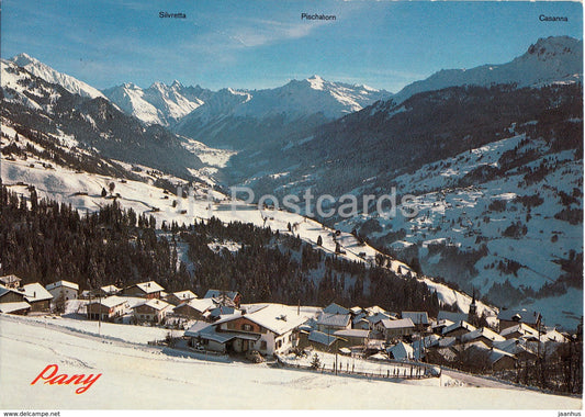 Pany 1250 m gegen Klosters - Silvrettagruppe - Pischahorn - Casanna - 1970s - Switzerland - used - JH Postcards