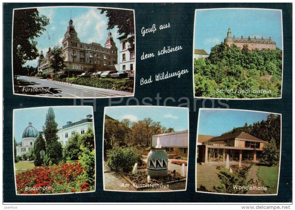 Gruss aus dem schönen Bad Wildungen - Fürstenhof - Schloss Friedrichstein - Badehotel - Germany - 1975 gelaufen - JH Postcards