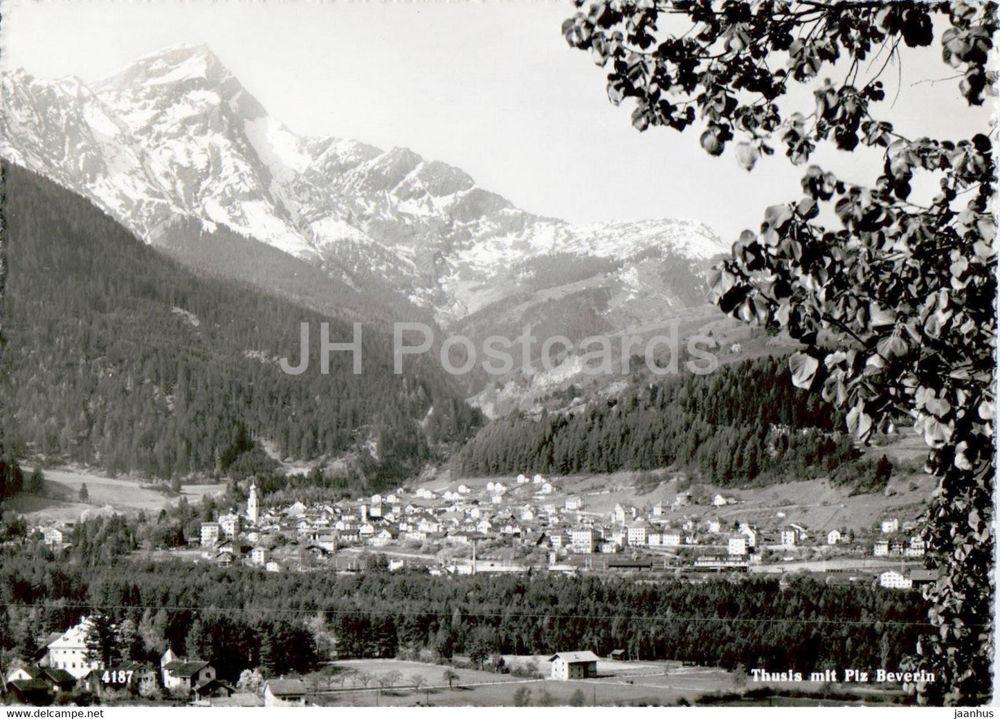 Thusis mit Piz Beverin - 4182 - old postcard - 1952 - Switzerland - used - JH Postcards