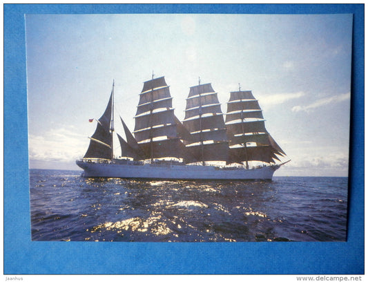 russian barque Sedov - sailing ship I - USSR Russia - 1985 - unused - JH Postcards