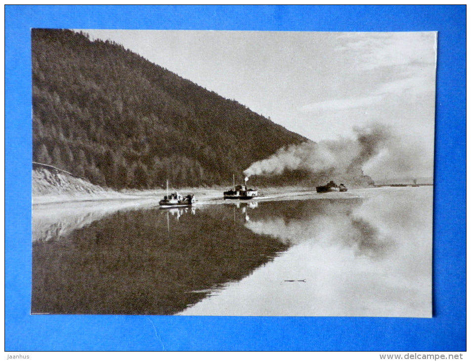 Lena river - boats - Yakutia - Yakut ASSR - 1963 - Russia USSR - unused - JH Postcards