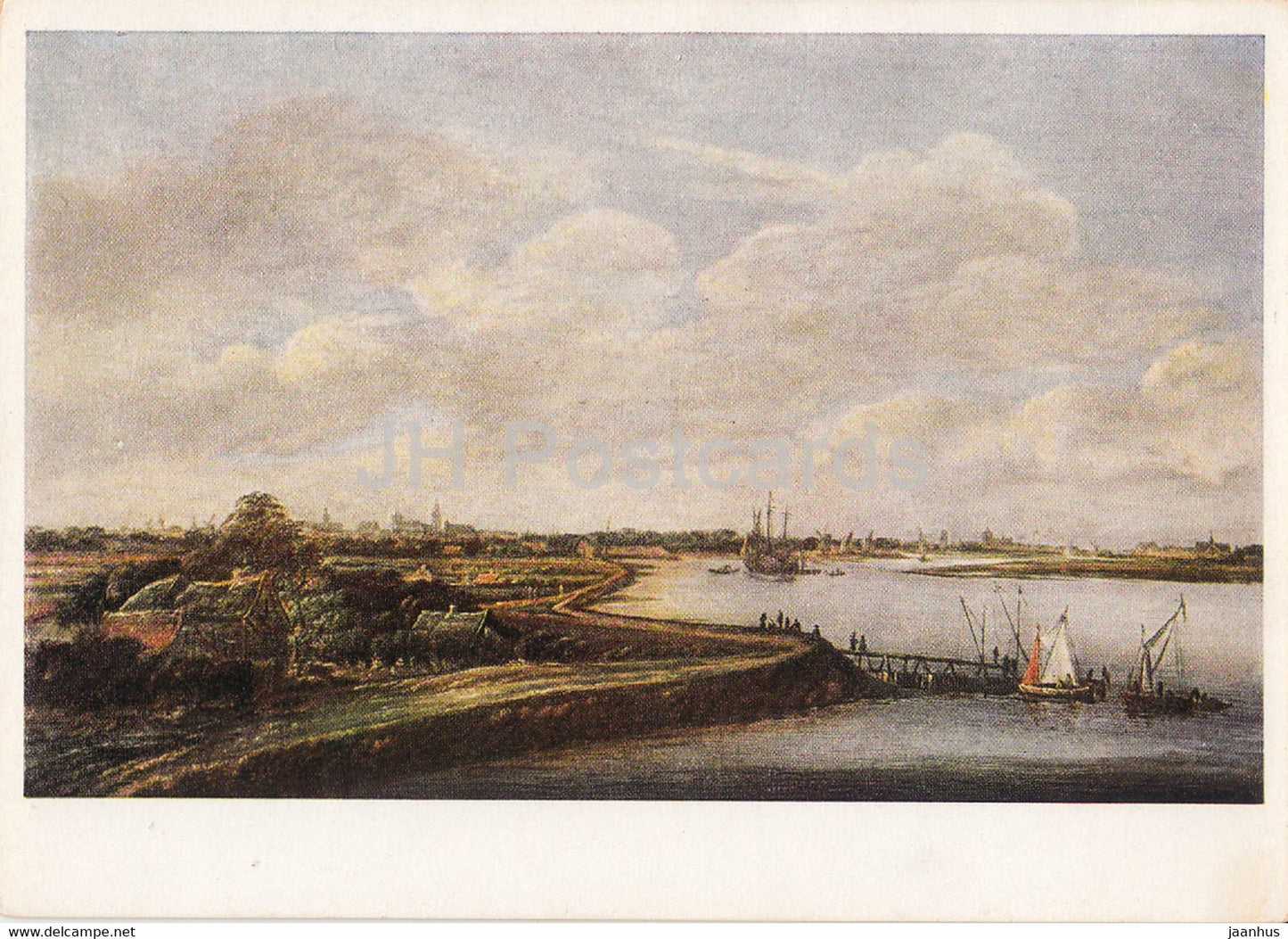 painting by Jan van Goyen - Landschaft mit See - Dutch art - Germany - unused - JH Postcards