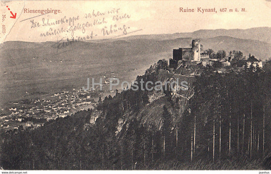 Riesengebirge - Ruine Kynast 657 m - Burg Kynast - Sniezne Kotly - 4075 - old postcard - 1915 - Poland - used - JH Postcards