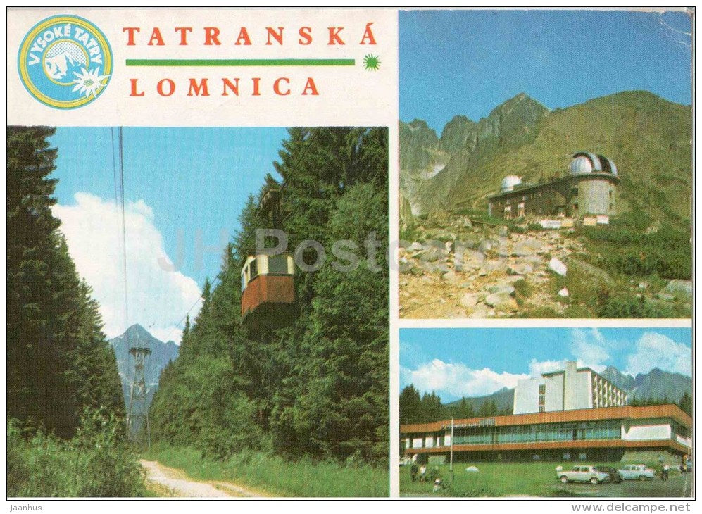 cable car - observatory - Skalnate Pleso - convalescent home Uran Tatranska Lomnica - Czechoslovakia - Slovakia - used - JH Postcards