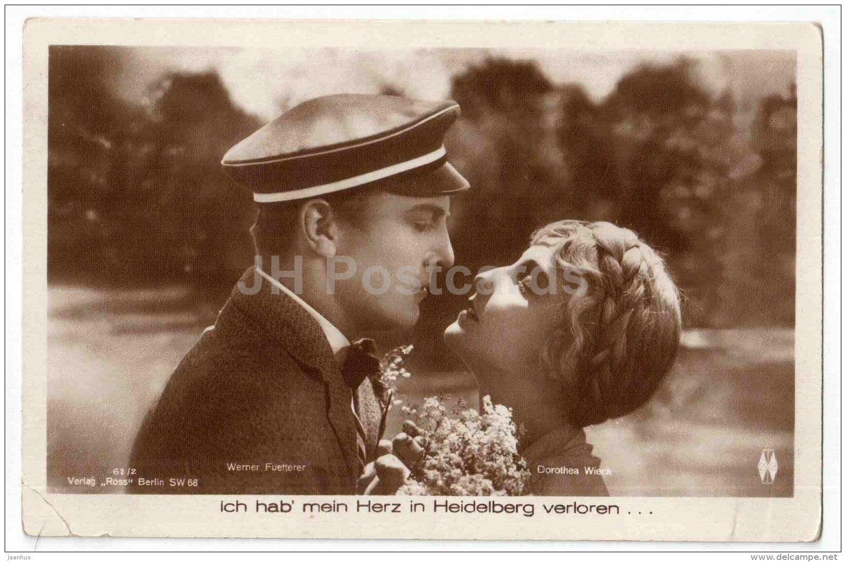 Ich hab mein Herz in Heidelberg verloren - Werner Fuetterer - Dorothea Wieck - film - old postcard - Germany - unused - JH Postcards