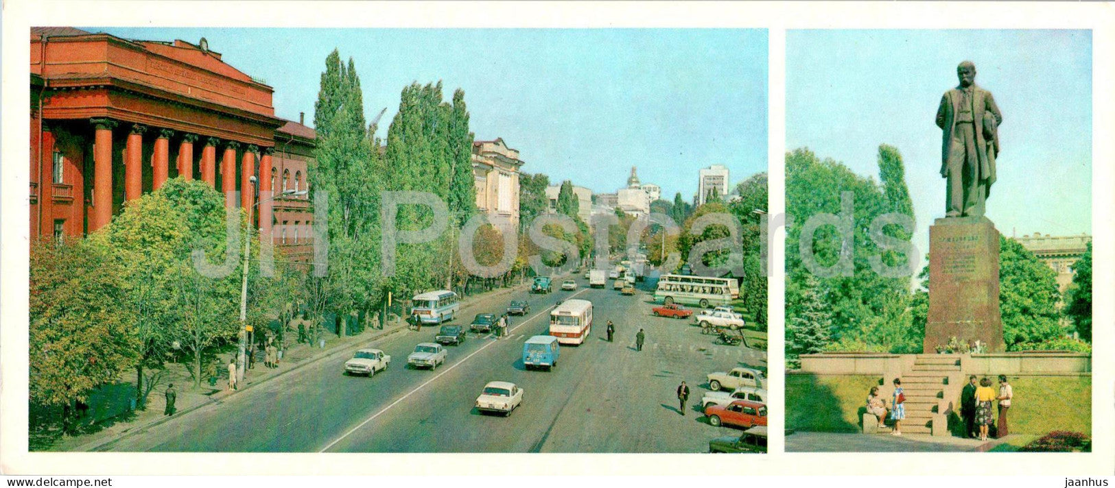 Kyiv - Kiev - Shevchenko State University - 1 monument to Ukrainian poet Taras Shevchenko - 1980 - Ukraine USSR - unused - JH Postcards