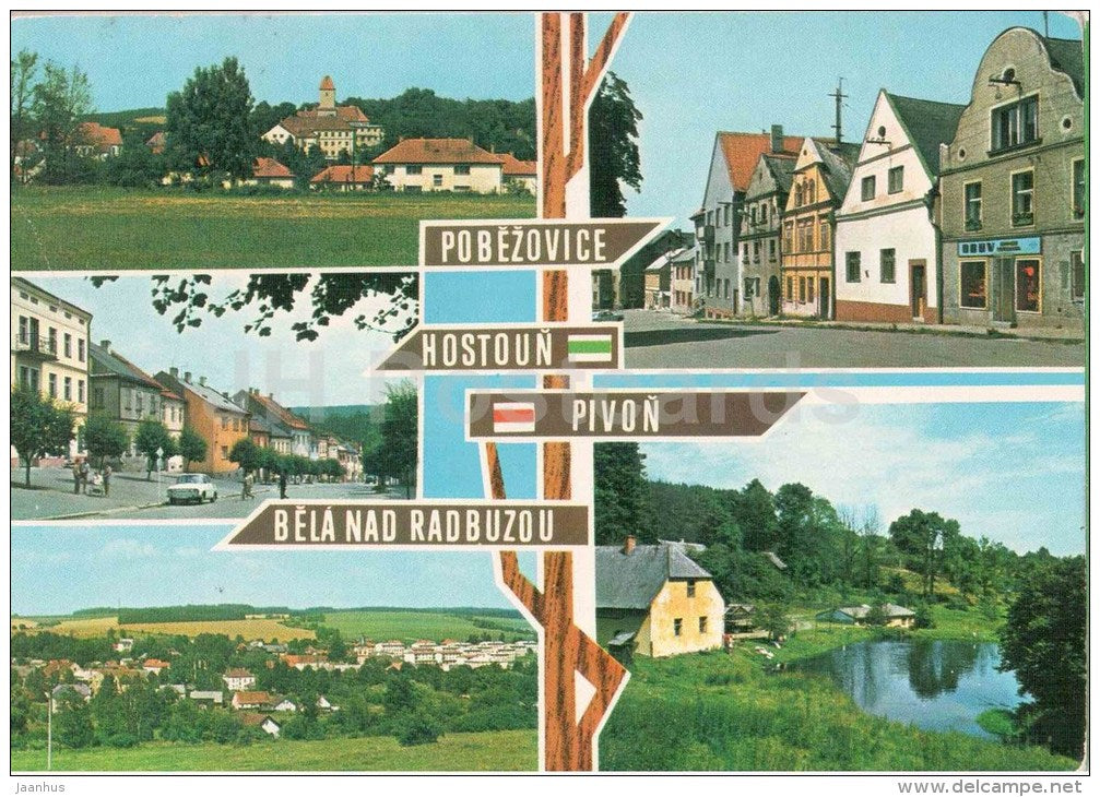 Pobezovice - Hostoun - Pivon - Bela nad Radbuzou - Czechoslovakia - Czech - used 1977 - JH Postcards