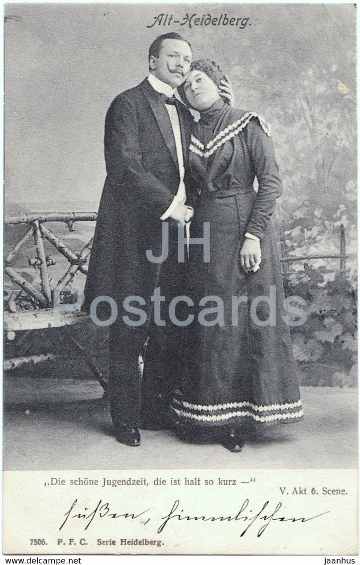 Alt Heidelberg - Die schone Jugendzeit - couple - woman and man - 7506 - old postcard - Germany - used - JH Postcards