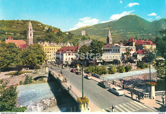 Merano - Meran - Panorama verso l'Ivigna 2553 m - bridge - car - Italy - unused - JH Postcards