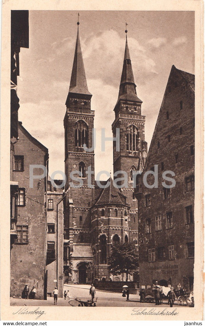 Nurnberg - Sebalduskirche - church - Nuremberg - 12 - old postcard - Germany - unused - JH Postcards