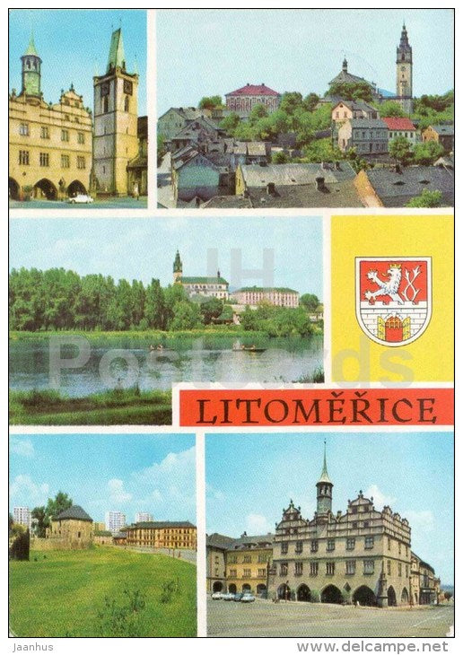 Litomerice -  town views - architecture - Czechoslovakia - Czech - used 1990 - JH Postcards