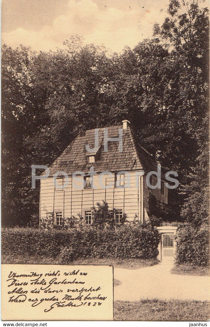 Weimar - Goethes Gartenhaus - old postcard - 1914 - Germany - used - JH Postcards