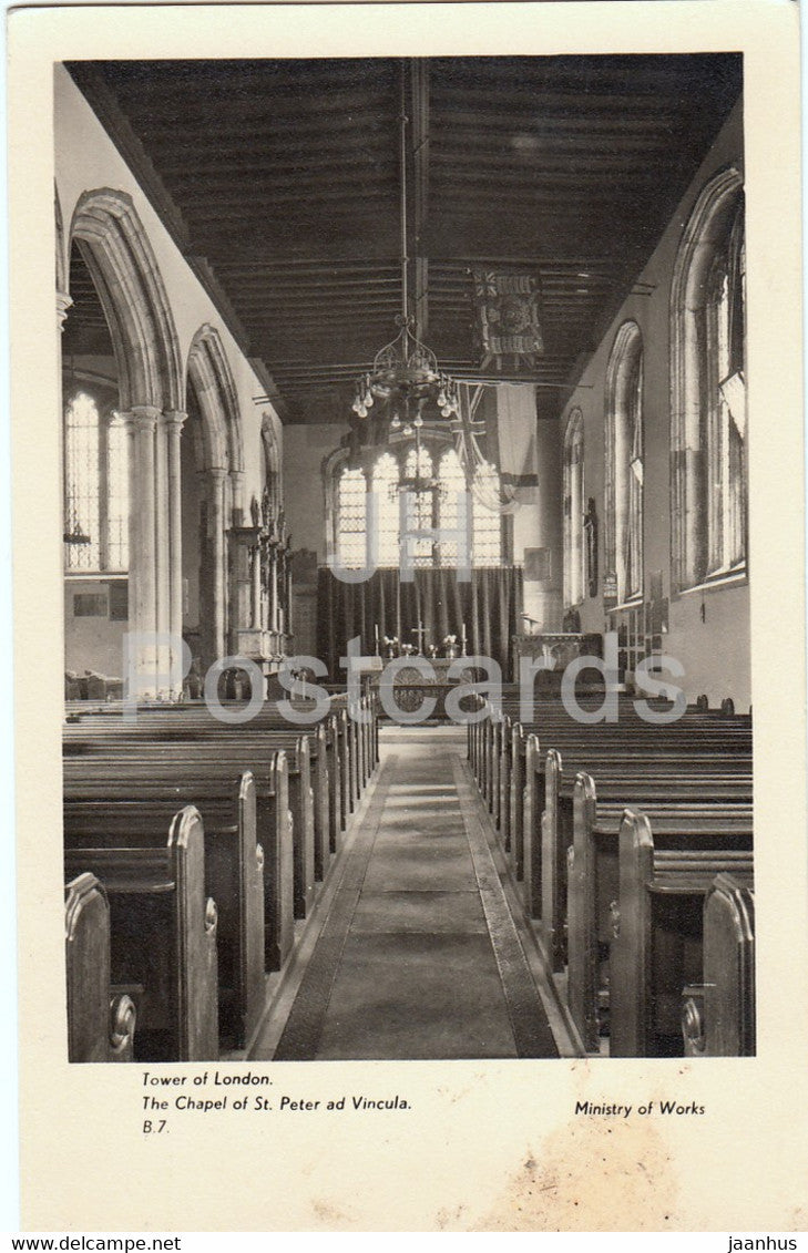 London - Tower of London - The Chapel of St Peter ad Vincula - old postcard - 1956 - United Kingdom - England - used - JH Postcards