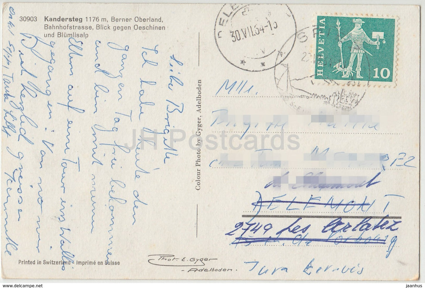 Kandersteg 1176 m - Berner Oberland  - Bahnhofstrasse - 30903 - Switzerland - 1964 - used