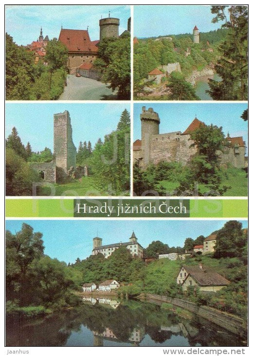 castles in Southern Bohemia - Tabor - Kotnov - ruins of Orlik castle Zvivkov - RoÅ¾mberk  Czechoslovakia - Czech - unuse - JH Postcards