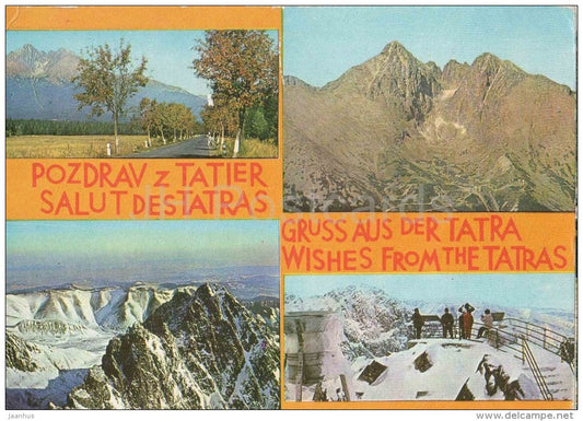 Wishes from the High Tatras , Lomnicky peak - Czechoslovakia - Slovakia - used in 1971 - JH Postcards