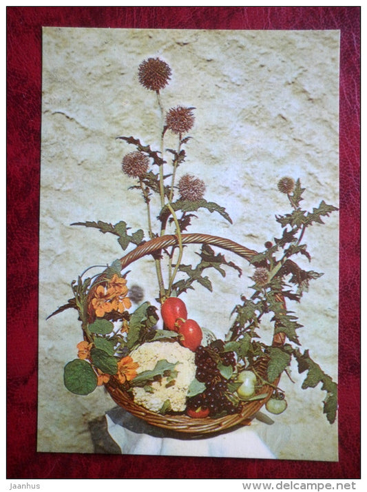 flower composition , Ripeness - Cauliflower - chokeberry - 1983 - Estonia USSR - unused - JH Postcards