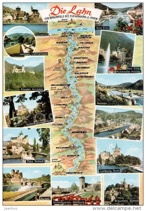 Die Lahn von Braunfels bis zur Mündung Rhein - La 508 - 1973 gelaufen - JH Postcards