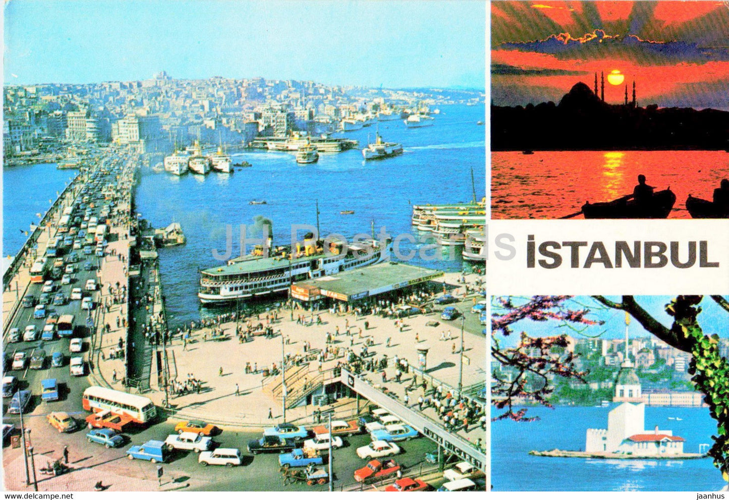 Istanbul - 3 Differents View of the City - ship - bridge - Photo - Turkey - used - JH Postcards