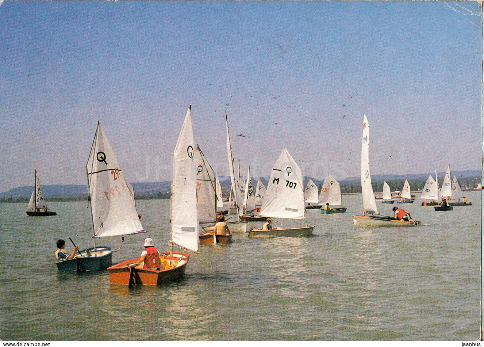 Greeting from the lake Balaton - sailing boat - 1986 - Hungary - used - JH Postcards